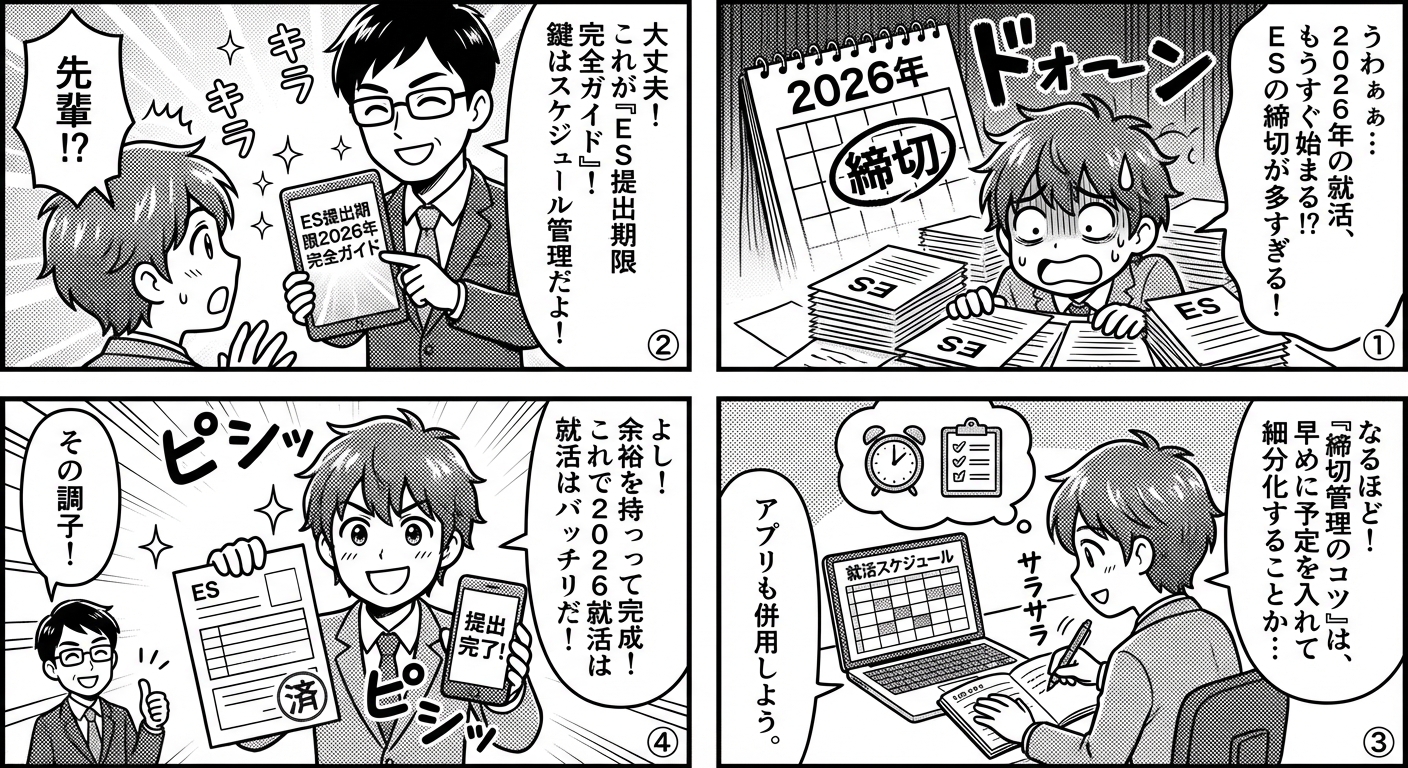 ES提出期限2026年完全ガイド|就活スケジュールと締切管理の全知識