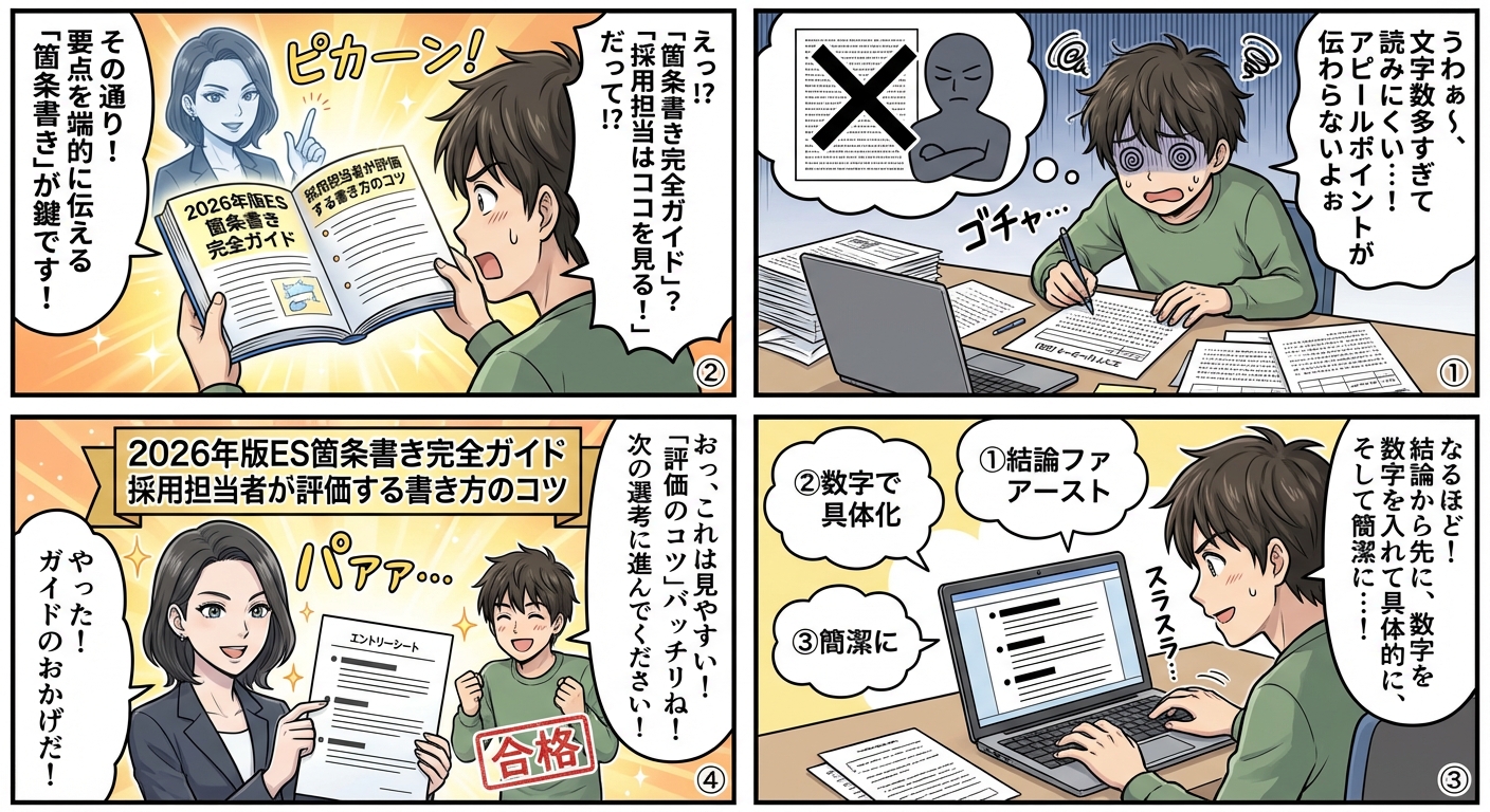 2026年版ES箇条書き完全ガイド|採用担当者が評価する書き方のコツ