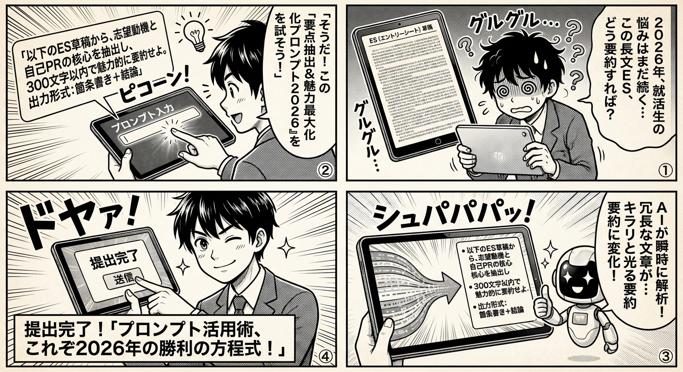 ES（Entry Sheet）を効率的に要約するプロンプト活用術2026