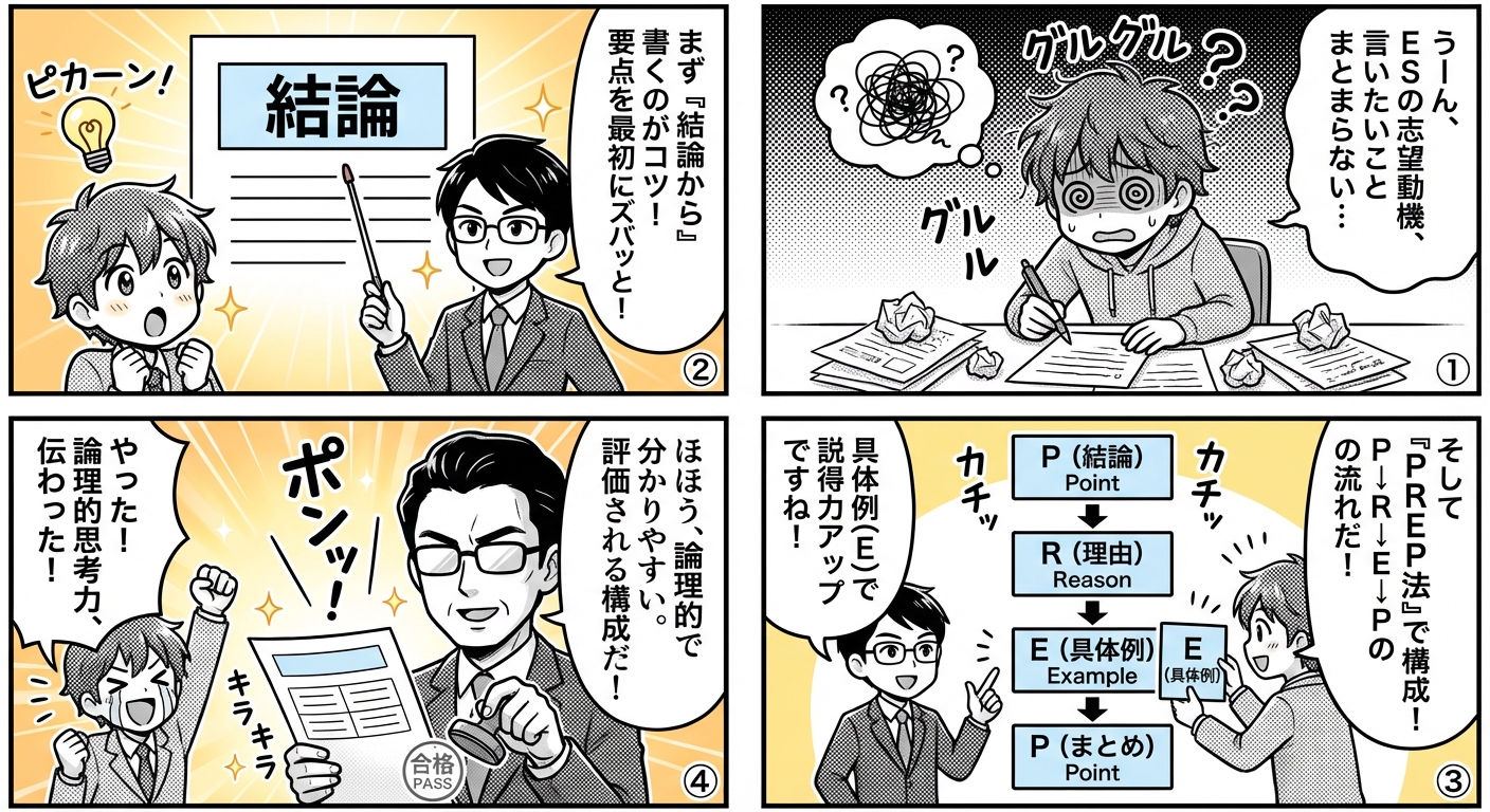 ES で論理的思考力を示す書き方のコツと評価される構成法