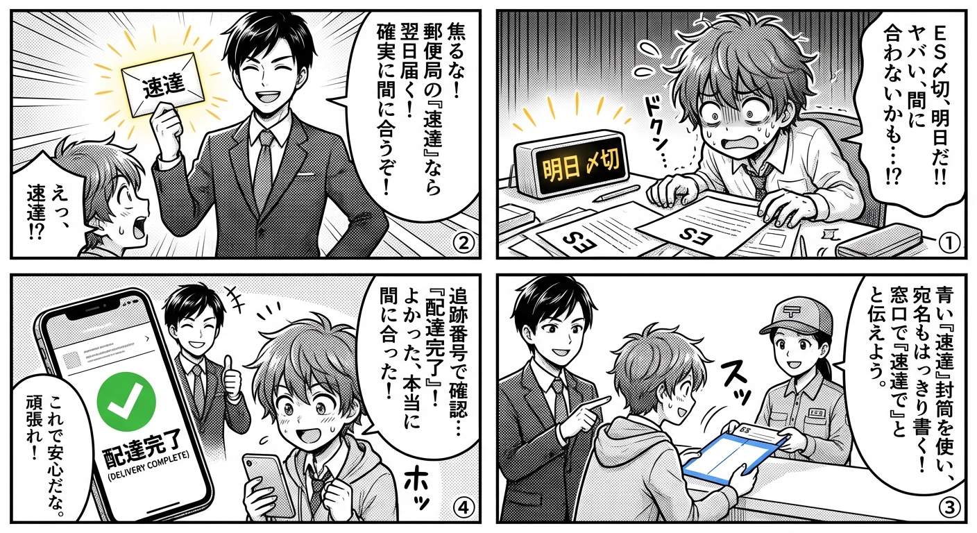 ES提出の速達での出し方完全ガイド【2026年最新版・確実に間に合わせる方法】