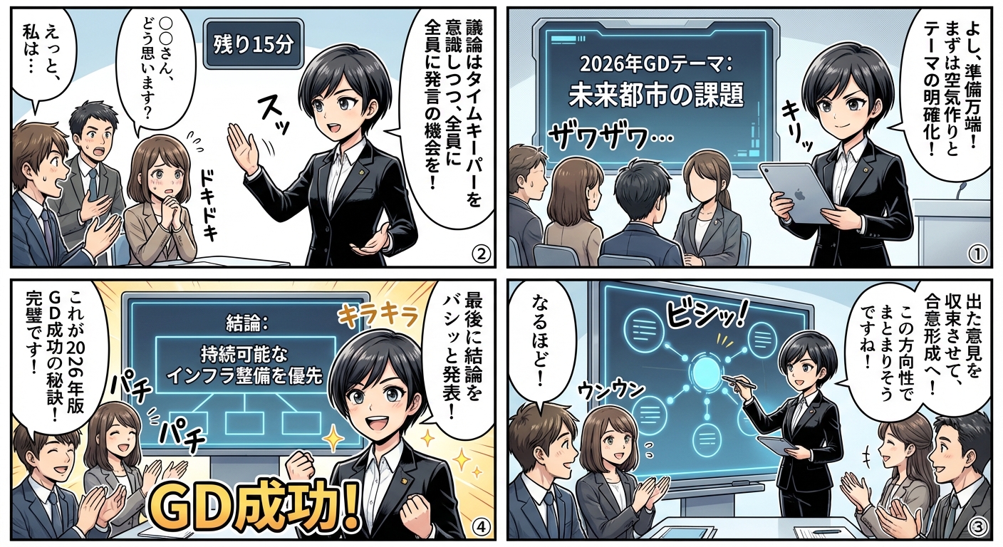 2026年版GD司会の進め方完全ガイド|成功率を上げる7つのステップ