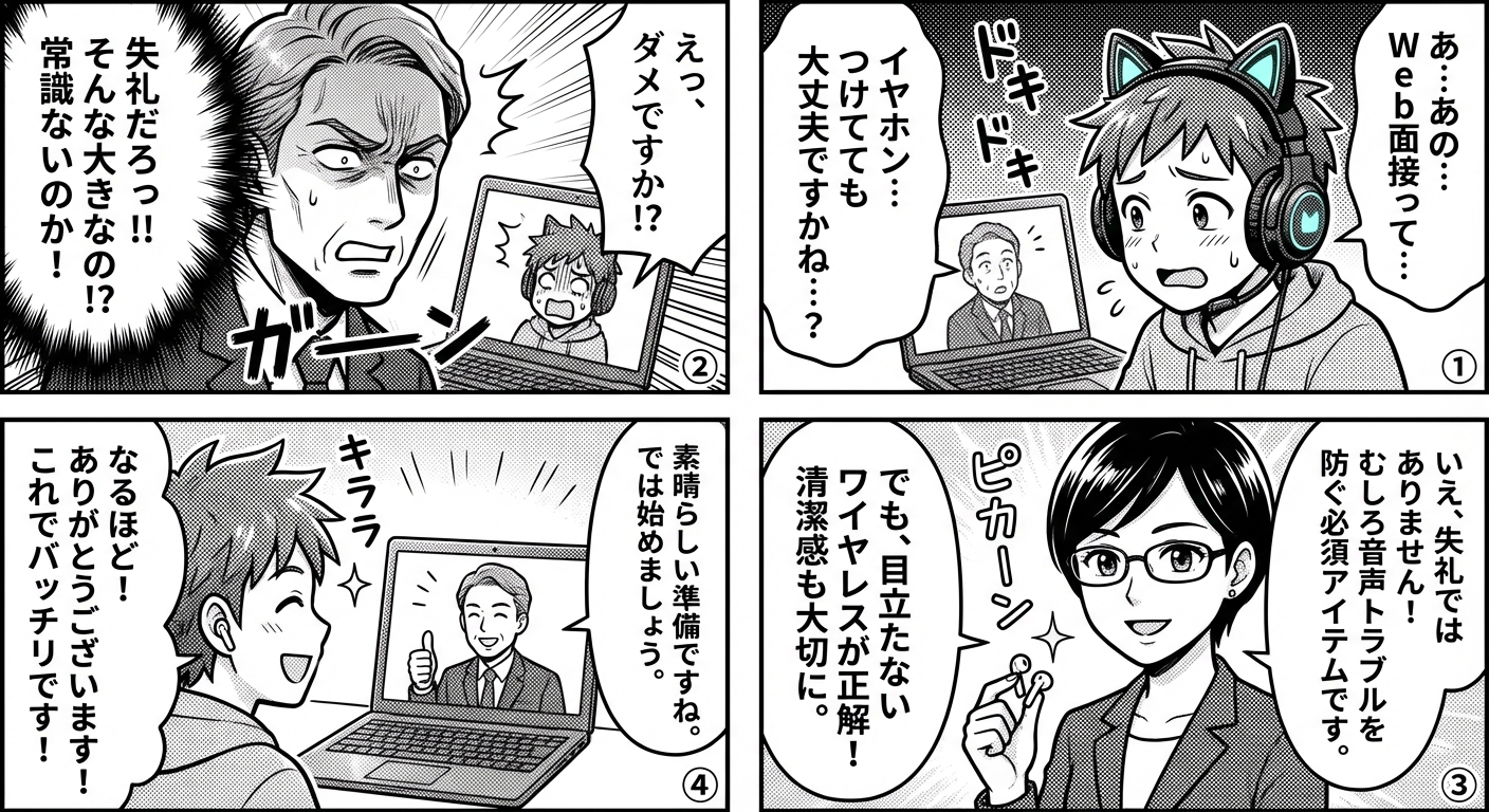 Web面接でイヤホンは失礼?選び方とマナーの正解【2026年最新】