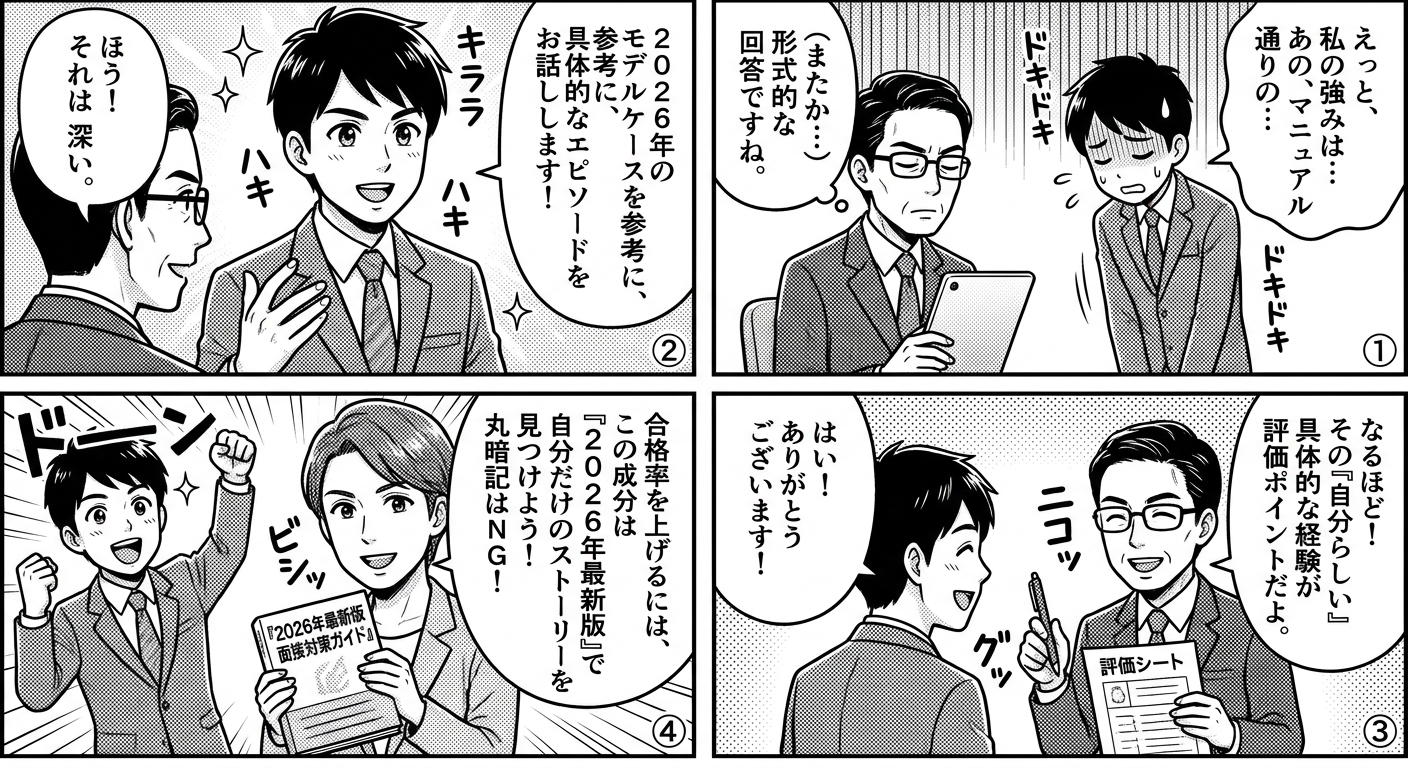 2026年最新版|面接官が評価するモデルケース実例集と合格率を上げる対策法