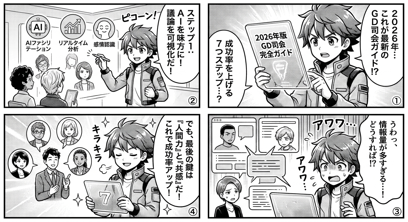 2026年版GD司会の進め方完全ガイド|成功率を上げる7つのステップ