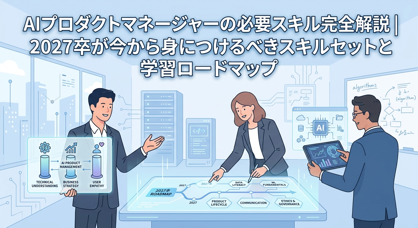 AIプロダクトマネージャーの必要スキル完全解説|2027卒が今から身につけるべきスキルセットと学習ロードマップ