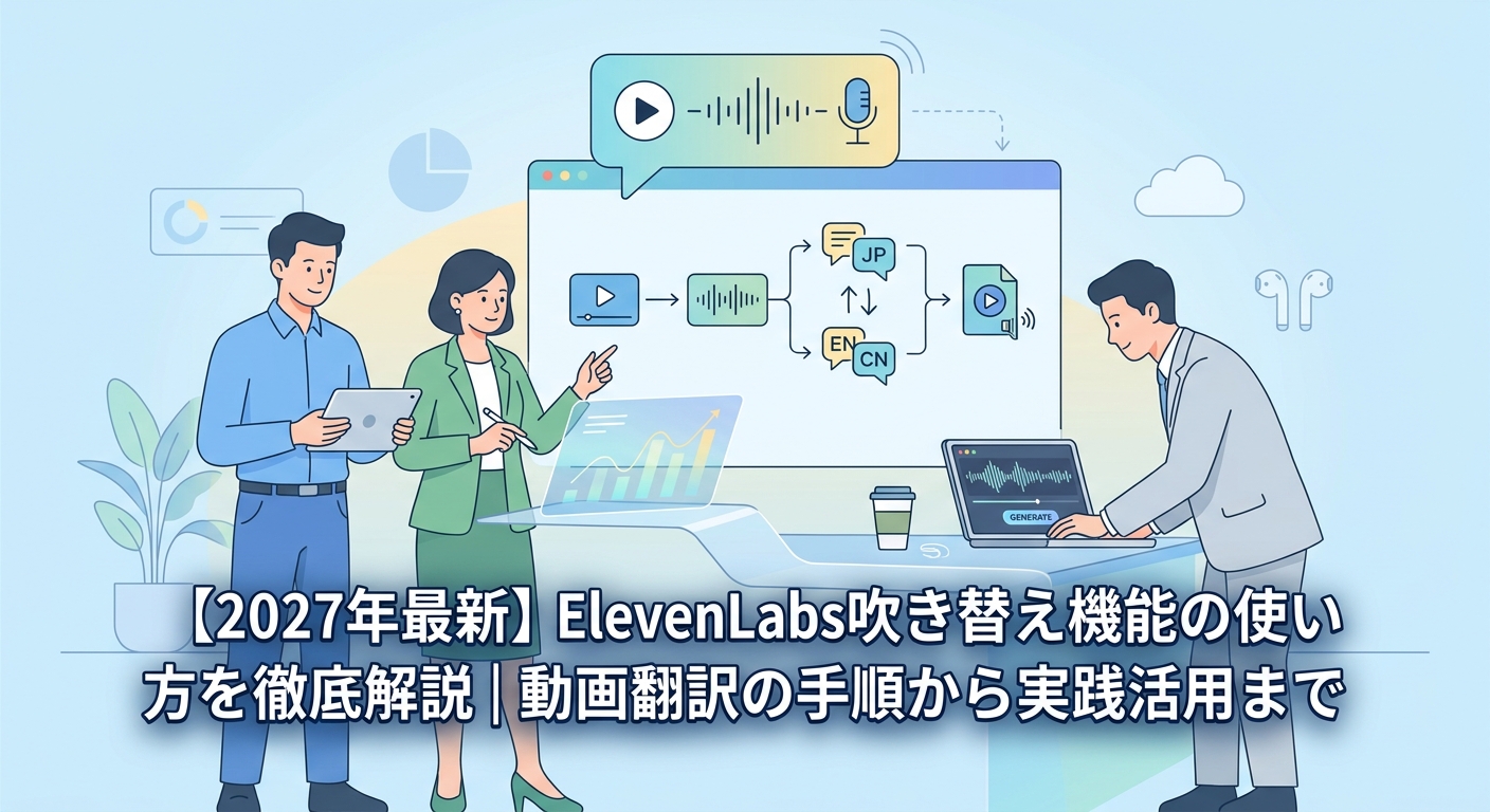 【2027年最新】ElevenLabs吹き替え機能の使い方を徹底解説｜動画翻訳の手順から実践活用まで