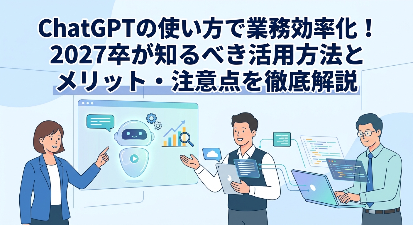 ChatGPTの使い方で業務効率化！2027卒が知るべき活用方法とメリット・注意点を徹底解説